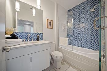 Short-term rental bathroom at sky on main